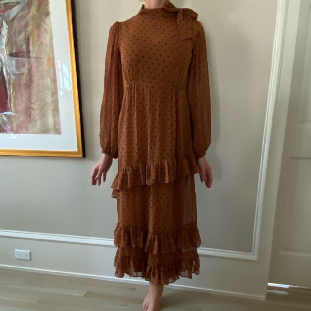Zara brown polka dot maxi dress - Picture 7 of 7